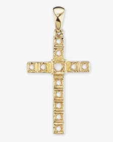 14k Gold Cross 11 Stone Pendant Mounting - Pendant, HD Png Download, Free Download