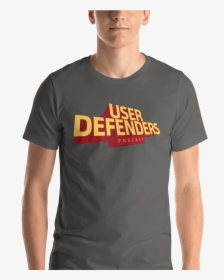 User Defenders Podcast Logo Tee Model Charcoal - Active Shirt, HD Png Download, Free Download