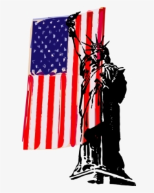 Transparent Statue Of Liberty Clip Art - Drawing Statue Of Liberty Flag, HD Png Download, Free Download