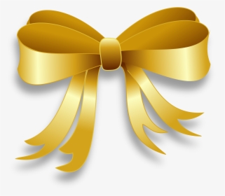 Gold Ribbon Clipart - Gold Bow Clipart, HD Png Download, Free Download