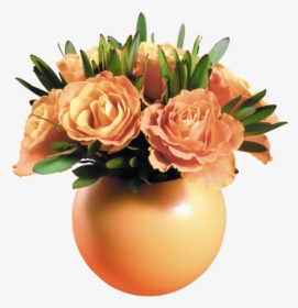 Transparent Vase Of Flowers Clipart - Orange Flowers In Vase Png, Png Download, Free Download