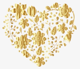 Heart,grass Family,flower - Transparent Background Gold Flower Clipart, HD Png Download, Free Download
