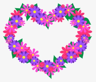 Flower, Heart, Pink, Purple, Floral, Spring, Blossom - Flower Heart, HD Png Download, Free Download