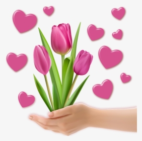Png Image, Decoration, Tulips, Heart, Valentine, Hands - Tulip, Transparent Png, Free Download
