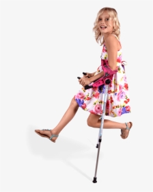 Jumping Girl With Smartcrutch - Girl Jump With Crutches, HD Png Download, Free Download