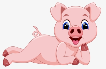 Happy Domestic Cartoon Illustration Pig Hq Image Free - Cute Female Pig Cartoon, HD Png Download, Free Download