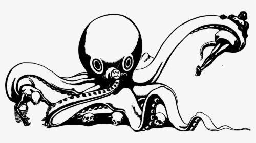 Killer Octopus And Skulls Clip Arts - Sea Monster Clip Art, HD Png Download, Free Download
