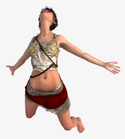 Warrior Woman Jumping Crawling Fantasy Dark - Jumping Women Transparent, HD Png Download, Free Download