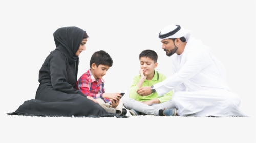 Arab Traditional Family Sitting And Chilling , Png - Arabic People Sitting Png, Transparent Png, Free Download