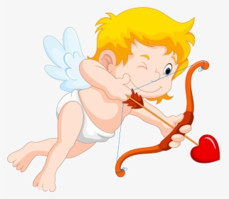 Illustration Archery Cartoon Cupid Free Frame Clipart - Cupid Shooting His Arrow, HD Png Download, Free Download