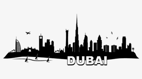 Dubai Skyline Wall Decal Sticker New York City - Transparent Dubai Skyline Silhouette, HD Png Download, Free Download