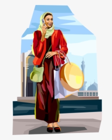 Vector Illustration Of Middle Eastern Islamic Muslim - Muslim Shopping Image Png, Transparent Png, Free Download
