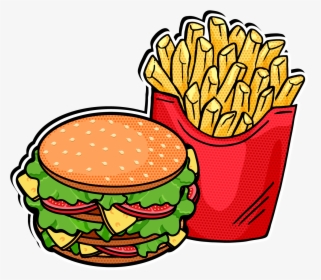 Transparent Pop Clipart - Hamburger And Fries Clipart, HD Png Download, Free Download