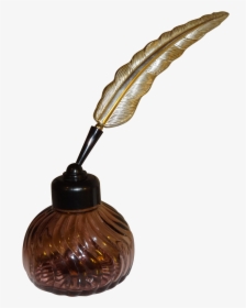 Avon Purple Glass Inkwell Bottle With Plastic Feather - Bronze, HD Png Download, Free Download