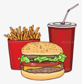 Freetoedit Scfastfood Fastfood Hamburguesa Papasfritas - Cartoon Burger And Chips, HD Png Download, Free Download