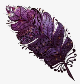 #purple #pink #feather #feathers #galaxy #ftestickers - Tattoo Feathers Drawings, HD Png Download, Free Download