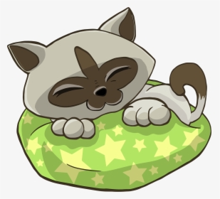 Kitten Sleeping On Starry - Cat On Cushion Clipart, HD Png Download, Free Download