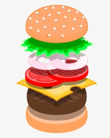 Transparent Clipart Of Sandwich - Cartoon Hamburger Ingredients, HD Png Download, Free Download