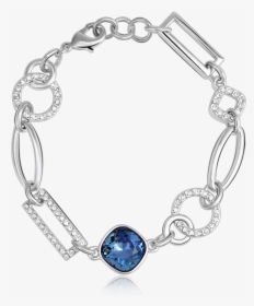 Rhodium Bracelet With Blue Swarovski Crystal - Pulsera De Rodio, HD Png Download, Free Download