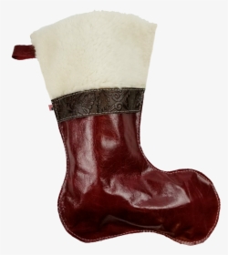 Christmas Stockings In Italian Red Leather With Wool - Riding Boot, HD Png Download, Free Download