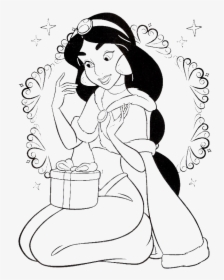 Princess Jasmine Coloring Pages Printable - Princess Jasmine Christmas Coloring Pages, HD Png Download, Free Download