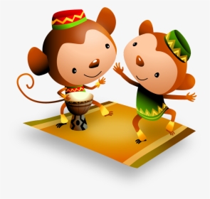 Vector Cartoon Monkey Cute Dancing Drums 1063*978 Transprent - Kwanzaa Animals, HD Png Download, Free Download