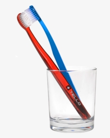 Two Tello"s Toothbrush In A Glass - Glass With Toothbrush Png, Transparent Png, Free Download