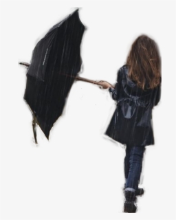 #women #umbrella #walkingaway #rain - Girl, HD Png Download, Free Download