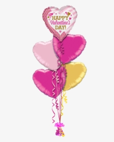 Happy Valentines Pink And Gold Hearts Valentines Balloon - Love You Heart, HD Png Download, Free Download