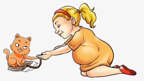 Pregnant Woman With Cat - Cartoon, HD Png Download, Free Download