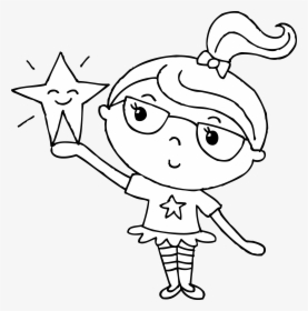 Cute Girl Clip Art Black And White, HD Png Download, Free Download