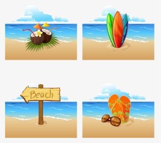 Sandy Beach Beach Cartoon, HD Png Download, Free Download
