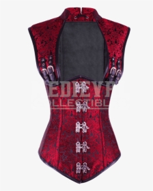 Steampunk Red Brocade Underbust Corset - Lingerie Top, HD Png Download, Free Download
