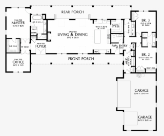 Main Floor Plan Image For Mascord Bernadino Stylish - Single Level Open Floor Plan Layout, HD Png Download, Free Download