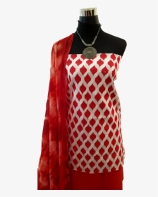 Red Hand Block Dress Material Red Dupatta Red Salwar - Dress, HD Png Download, Free Download