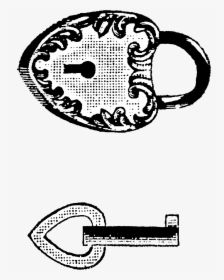 1432 Heart Key Lock Victorian Era Free Vintage Clip - Portable Network Graphics, HD Png Download, Free Download