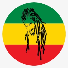 #rasta #rastafari #reggae #green #red #yellow #circle - Lion With Dreads Silhouette, HD Png Download, Free Download