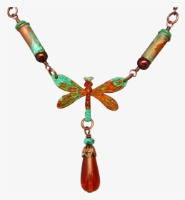 Rustic Patina Dragonfly Bullet Shell Necklace - Necklace, HD Png Download, Free Download