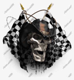 Skull With Checkered Flags, HD Png Download, Free Download
