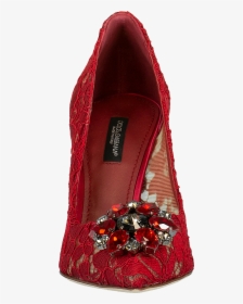 Dolce & Gabbana Decolletè Bellucci Red Lace With Application - Slip-on Shoe, HD Png Download, Free Download