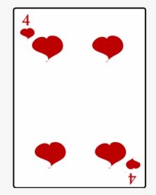 Four Of Hearts Playing Card Vector Illustration - Karta Do Gry Szablon, HD Png Download, Free Download