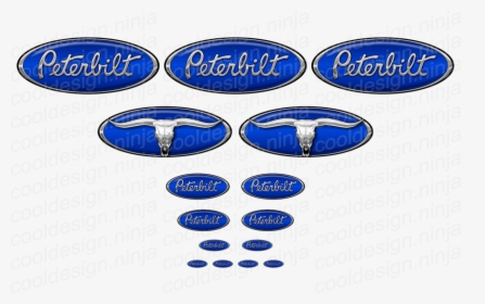 Cobalt Blue/chrome Bull Skull 389 Pete Emblem Skin - Peterbilt, HD Png Download, Free Download