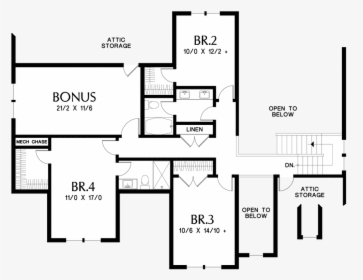 Upper Floor Plan Image For Mascord Ivy Ridge Great - Floor Plan, HD Png Download, Free Download