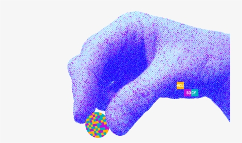 A Hand Composed Of Multi-colored Pixels Holds A Chunk - Art, HD Png Download, Free Download