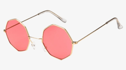 Geometric Metal Frame Sunglasses Lavender Light Pink - Red Round Glasses Png, Transparent Png, Free Download