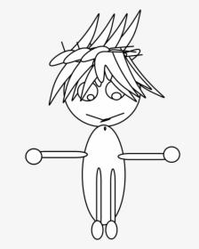 Anime Character Art 59 Black White Line Art 555px - Line Art, HD Png Download, Free Download