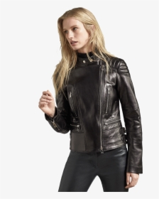 Women's Vintage Black Leather Jacket, HD Png Download, Free Download