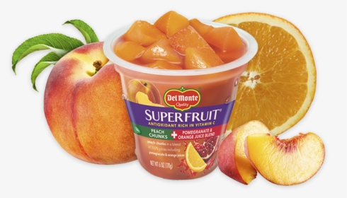 Superfruit® Peach Chunks In Pomegranate & Orange Juice - Delmonte Sliced Peaches 100 Calories, HD Png Download, Free Download