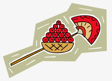 Vector Illustration Of Ancient Egyptian Fan With Pomegranate - Fruit, HD Png Download, Free Download