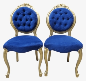 Gold & Blue Velvet Chairs - Chair, HD Png Download, Free Download